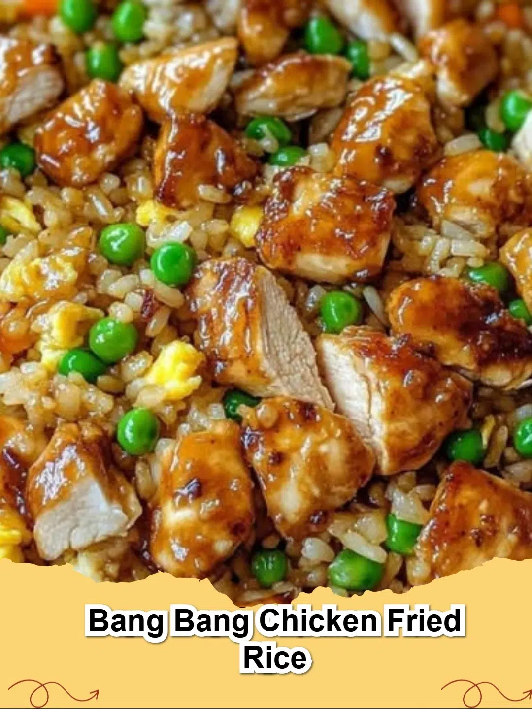 A vibrant plate of Bang Bang Chicken Fried Rice topped with green onions, showcasing crispy chicken and colorful vegetables, perfect for a spicy weeknight meal.