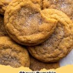 Plate of perfectly soft and chewy pumpkin cookies with a sprinkle of powdered sugar, ideal for fall