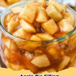 Delicious homemade apple pie filling with perfectly cooked spiced apples, ready for baking.