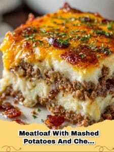 Ultimate Comfort: Savory Meatloaf with Creamy Mashed Potatoes and Cheese