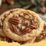 Delicious Classic Pecan Pie Cookies with a gooey pecan topping, presented on a cooling rack.