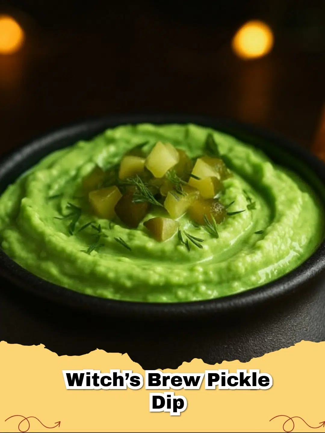 Creamy Cream Cheese Dill Pickle Dip in a serving bowl with fresh dill garnish, surrounded by dippers like pretzels and crackers.