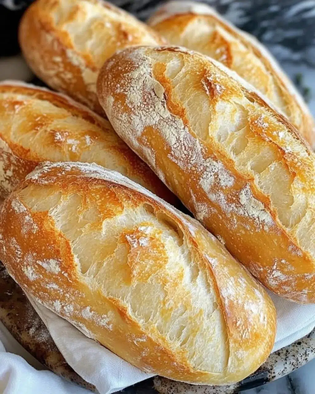 Golden brown Crusty No Sugar Mini Baguettes fresh from the oven on a wire rack.