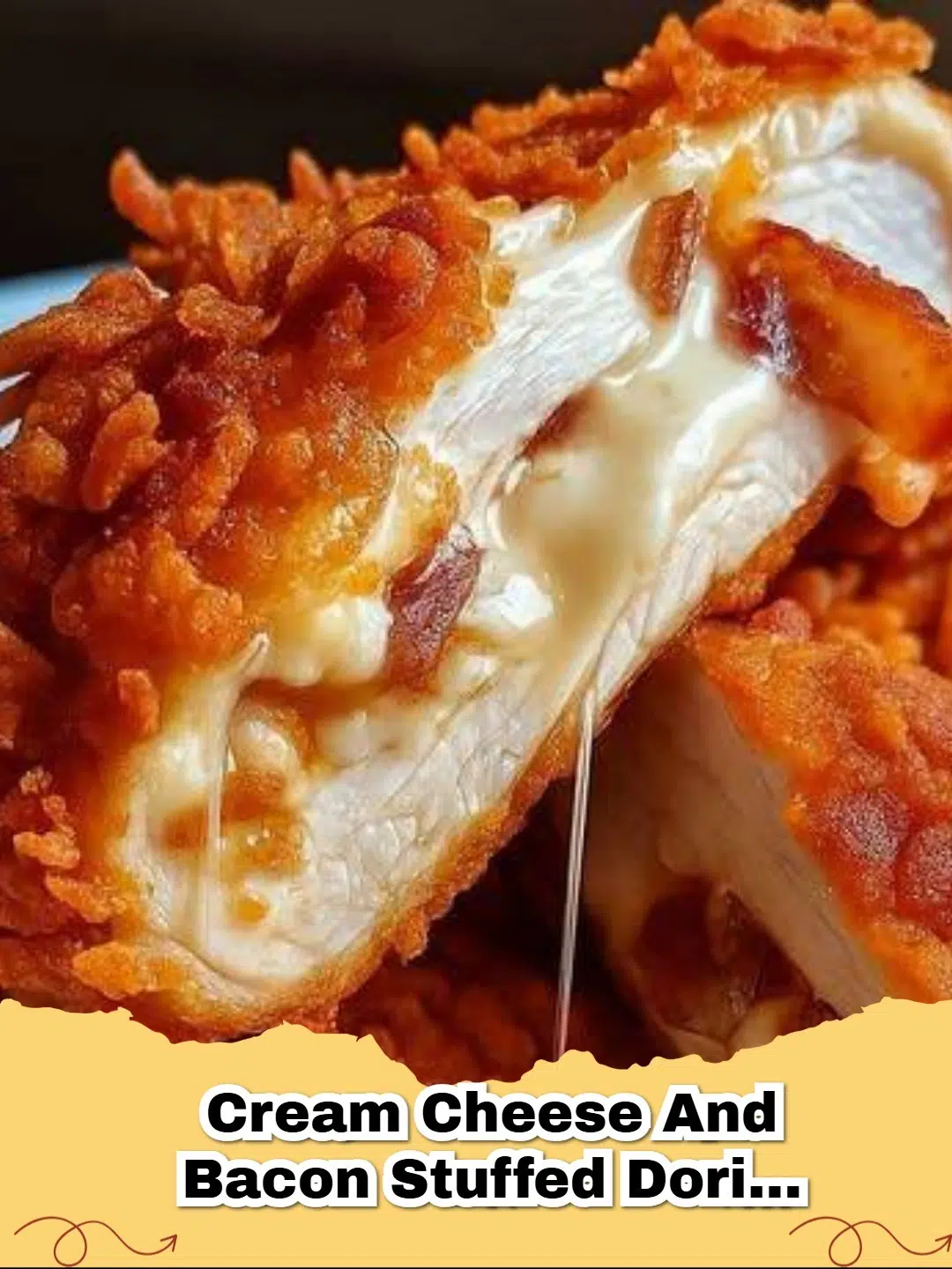 Dorito Crusted Bacon Cream Cheese Stuffed Chicken served on a plate with a side salad.