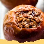 Delicious spiced baked apples with oat filling, perfect for a cozy dessert.