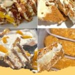 Close-up of a delectable Mango Float dessert with layers of creamy topping and fresh mango slices in a glass dish, highlighting the Filipino Mango Float recipe.