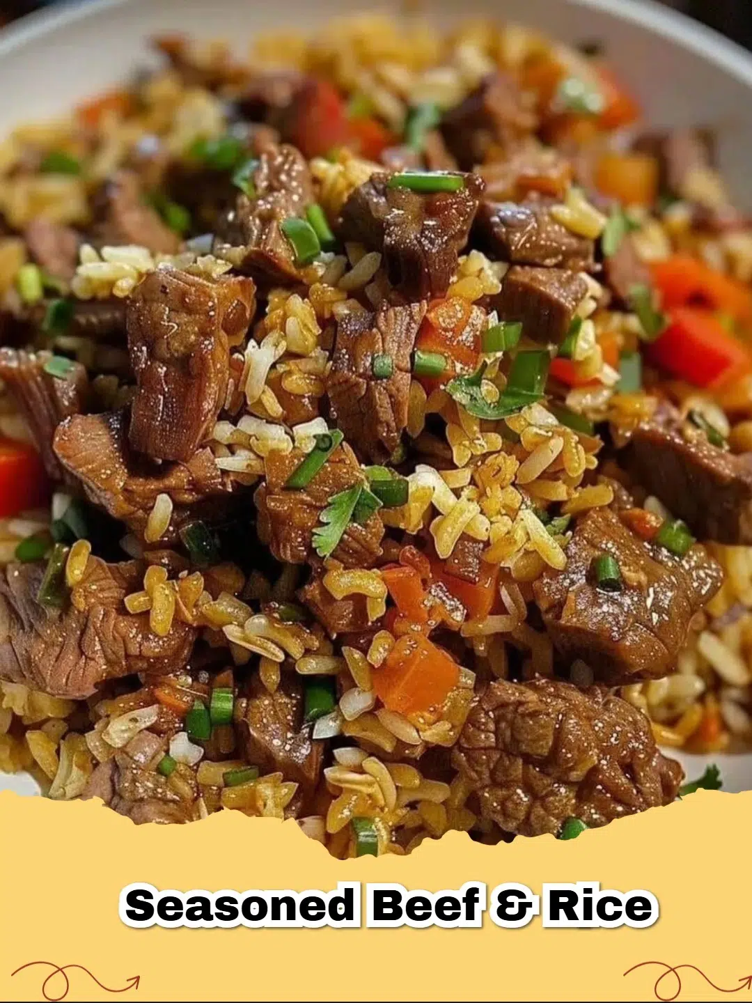 A steaming One-Pan Savory Seasoned Ground Beef and Rice Skillet topped with fresh cilantro, ready to serve.