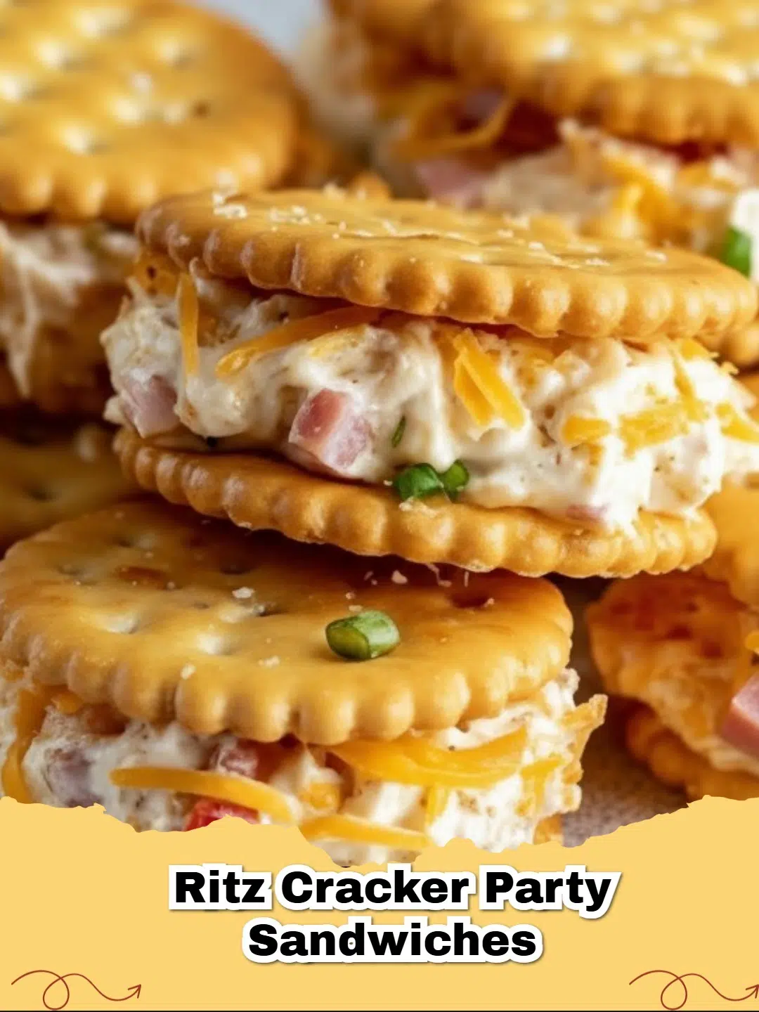Delicious Ritz Cracker Party Sandwiches with creamy filling on a platter, ready for a gathering.