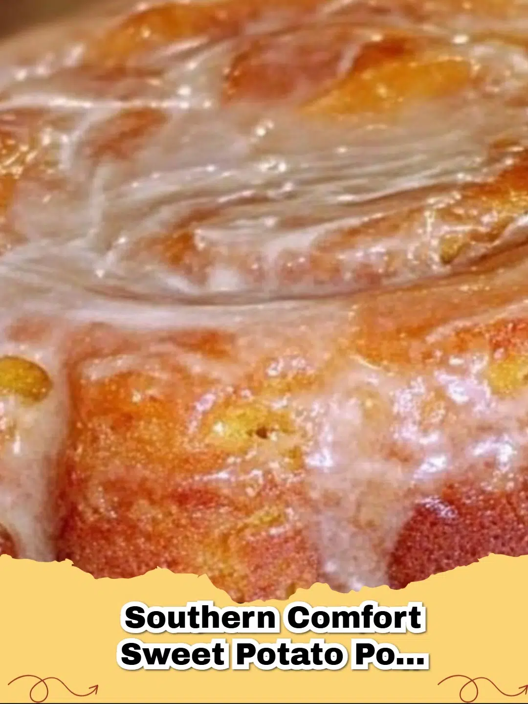 A moist slice of Southern Comfort Sweet Potato Pound Cake on a white plate with a fork.