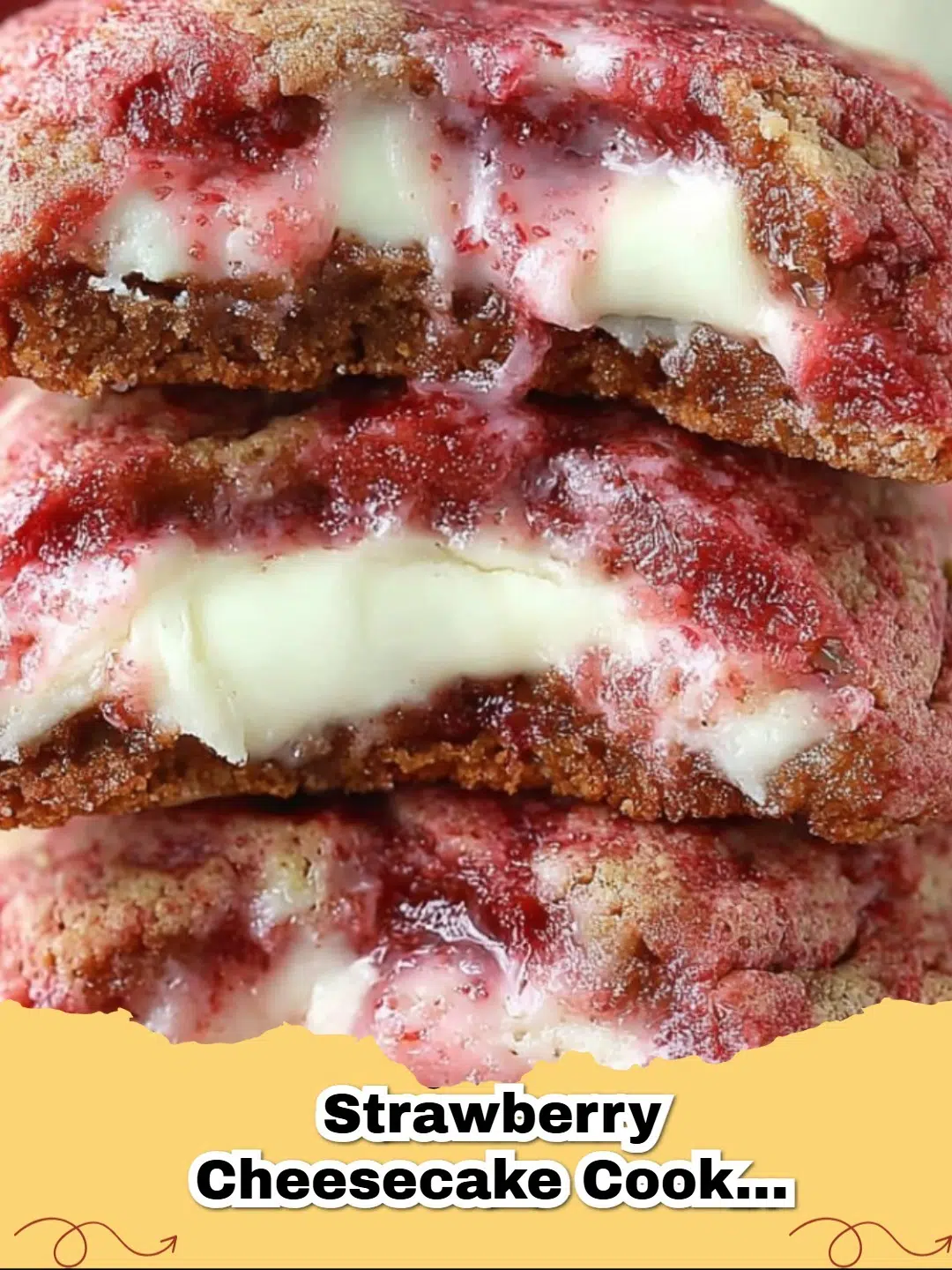 Delicious strawberry cheesecake cookies arranged on a cooling rack, showing their soft centers and bits of strawberry.