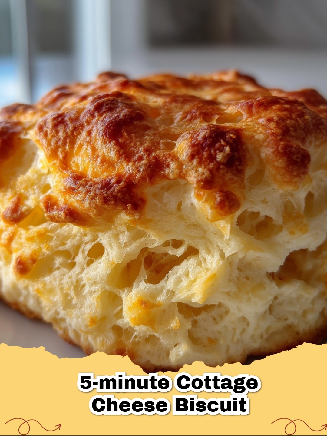 Close-up of golden brown 5-Minute Cottage Cheese Biscuits on a baking sheet, ready to eat.