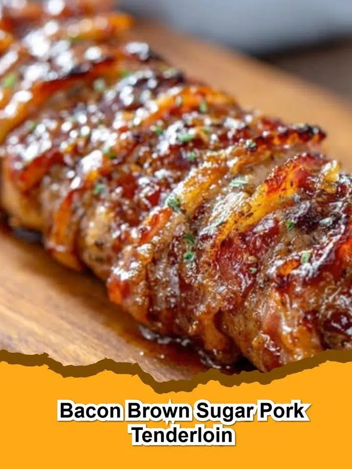 Close-up of perfectly glazed Bacon Brown Sugar Pork Chops with crispy bacon bits and fresh parsley.