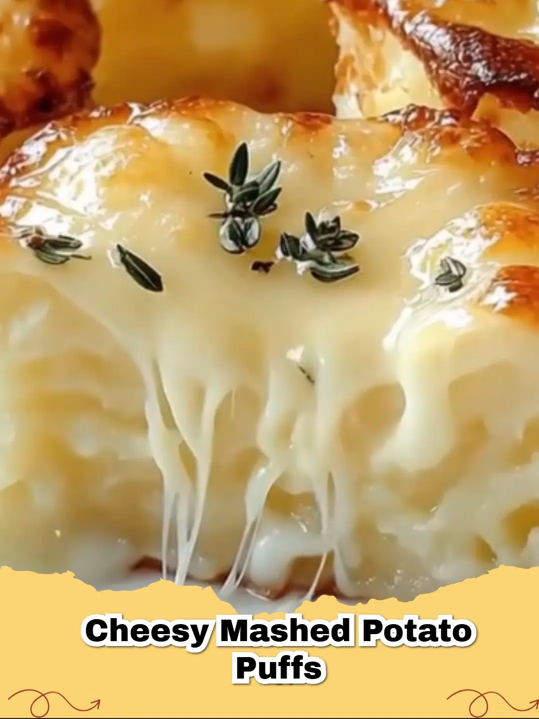 Golden brown and crispy cheesy mashed potato puffs stacked on a plate with fresh chives as garnish, perfect as a side dish or appetizer.