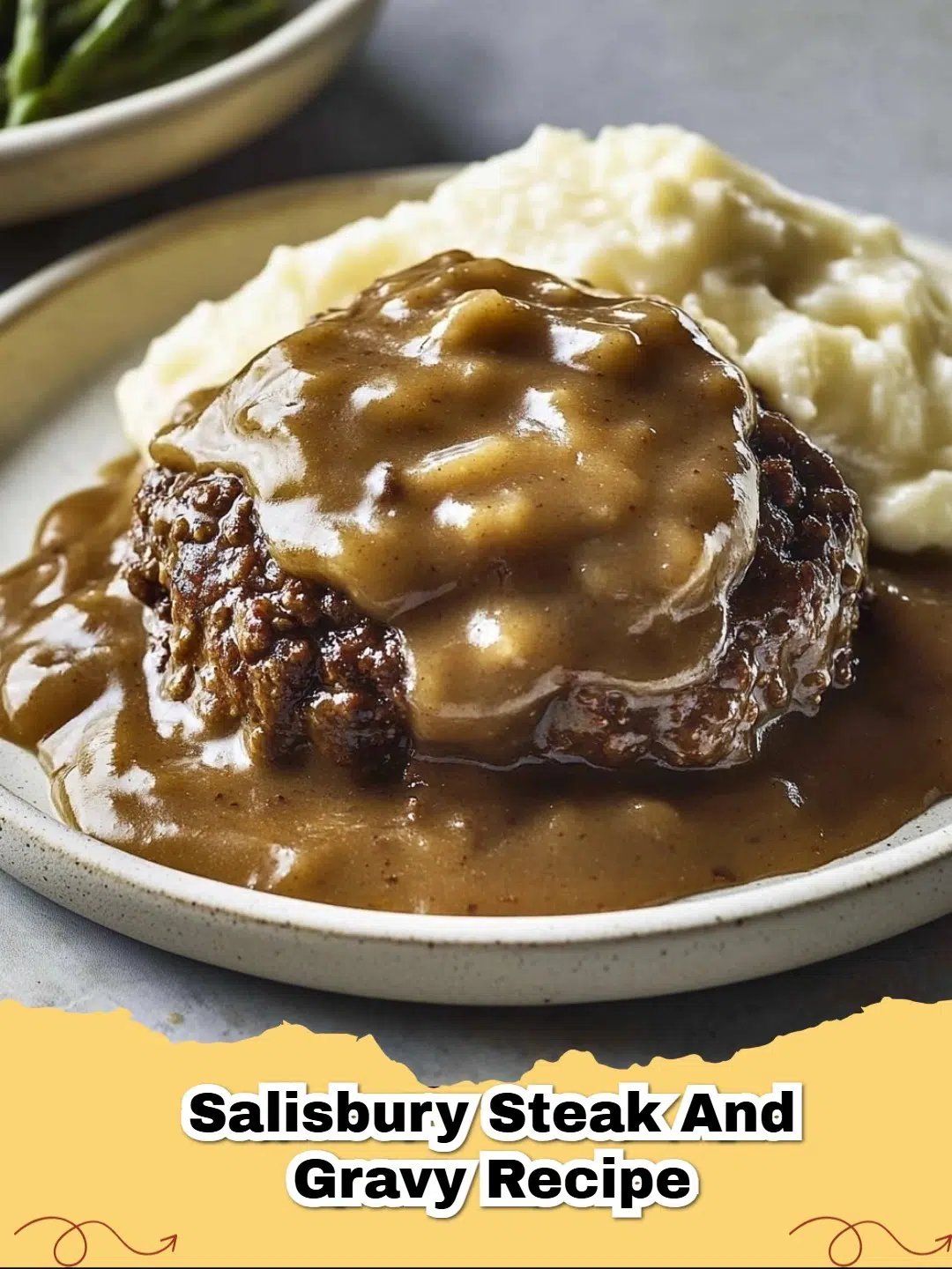 Delicious homemade Salisbury steak with rich mushroom gravy served over mashed potatoes.