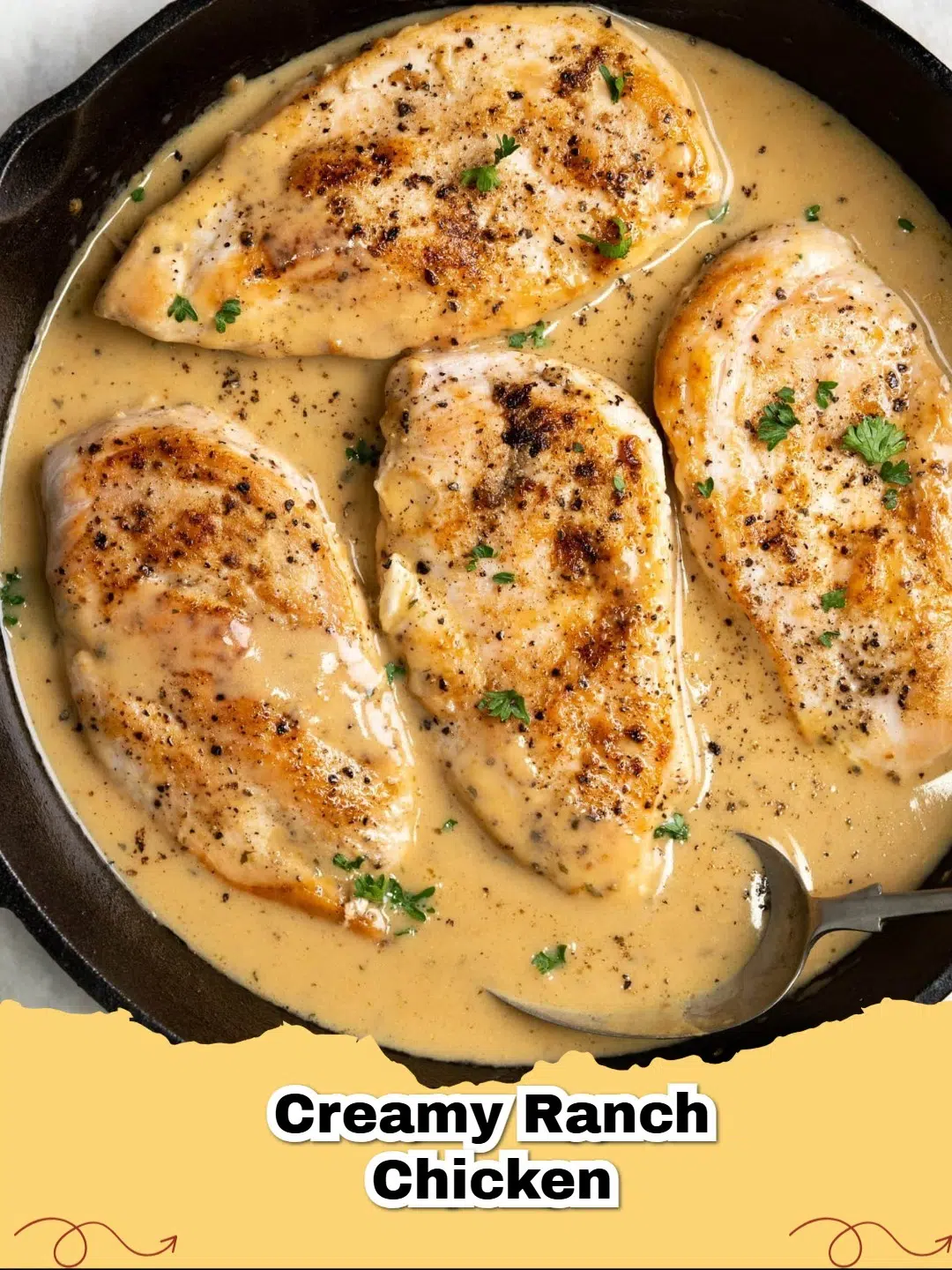 Delicious creamy ranch chicken dinner with rich sauce, perfect for a family meal.