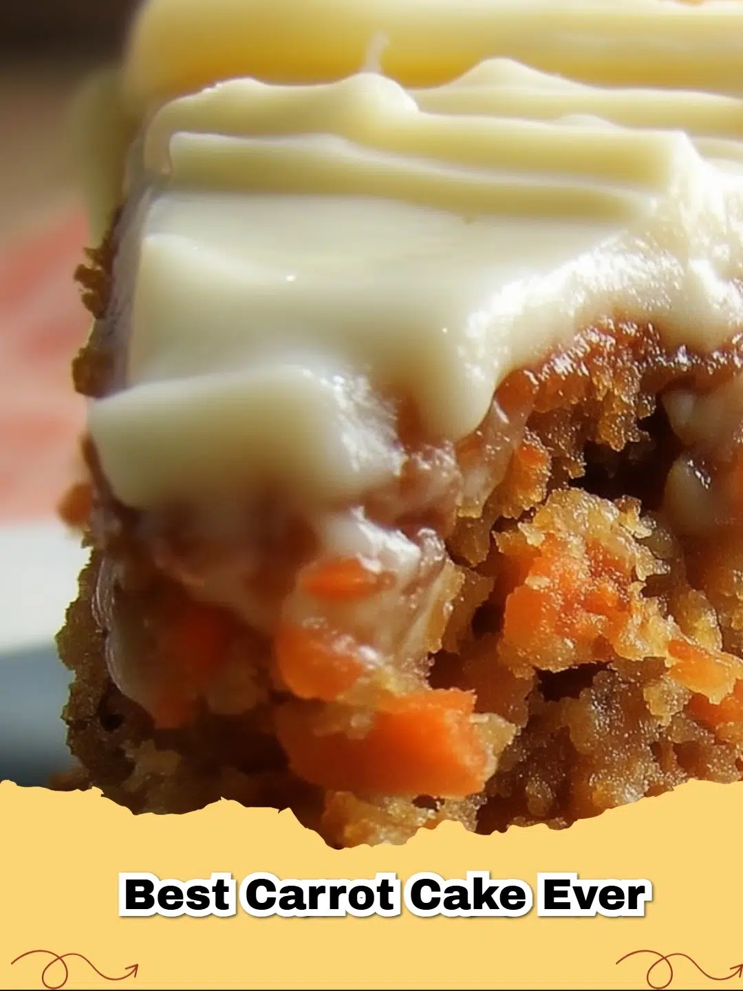 Moist and delicious easy carrot cake with fluffy Cool Whip cream cheese frosting and pecans.