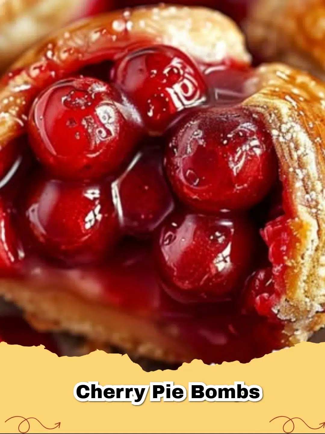 Golden brown Easy Cherry Pie Bombs dusted with sugar on a baking sheet, fresh out of the oven.