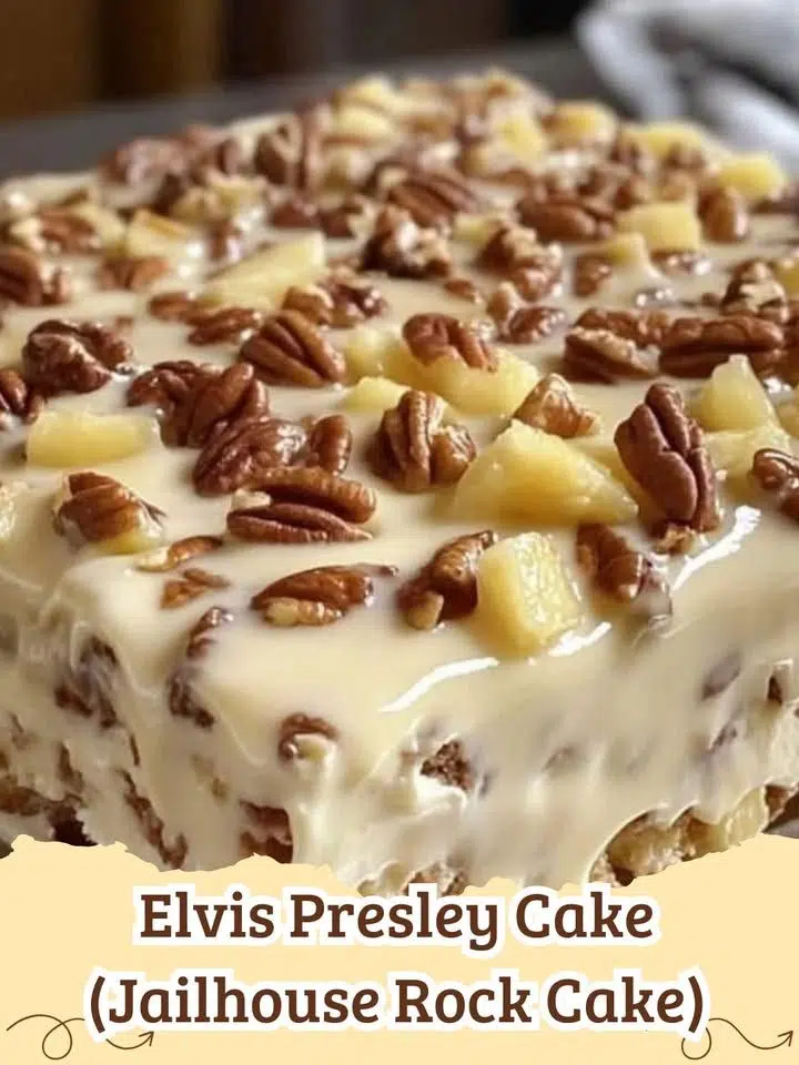 Delicious Elvis Presley Cake with cream cheese frosting and pecans, ready to serve