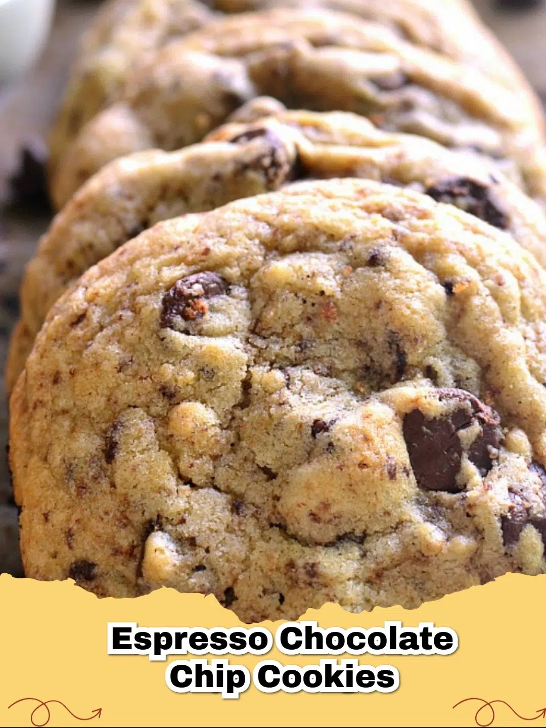 Delicious Espresso Chocolate Chip Cookies cooling on a wire rack