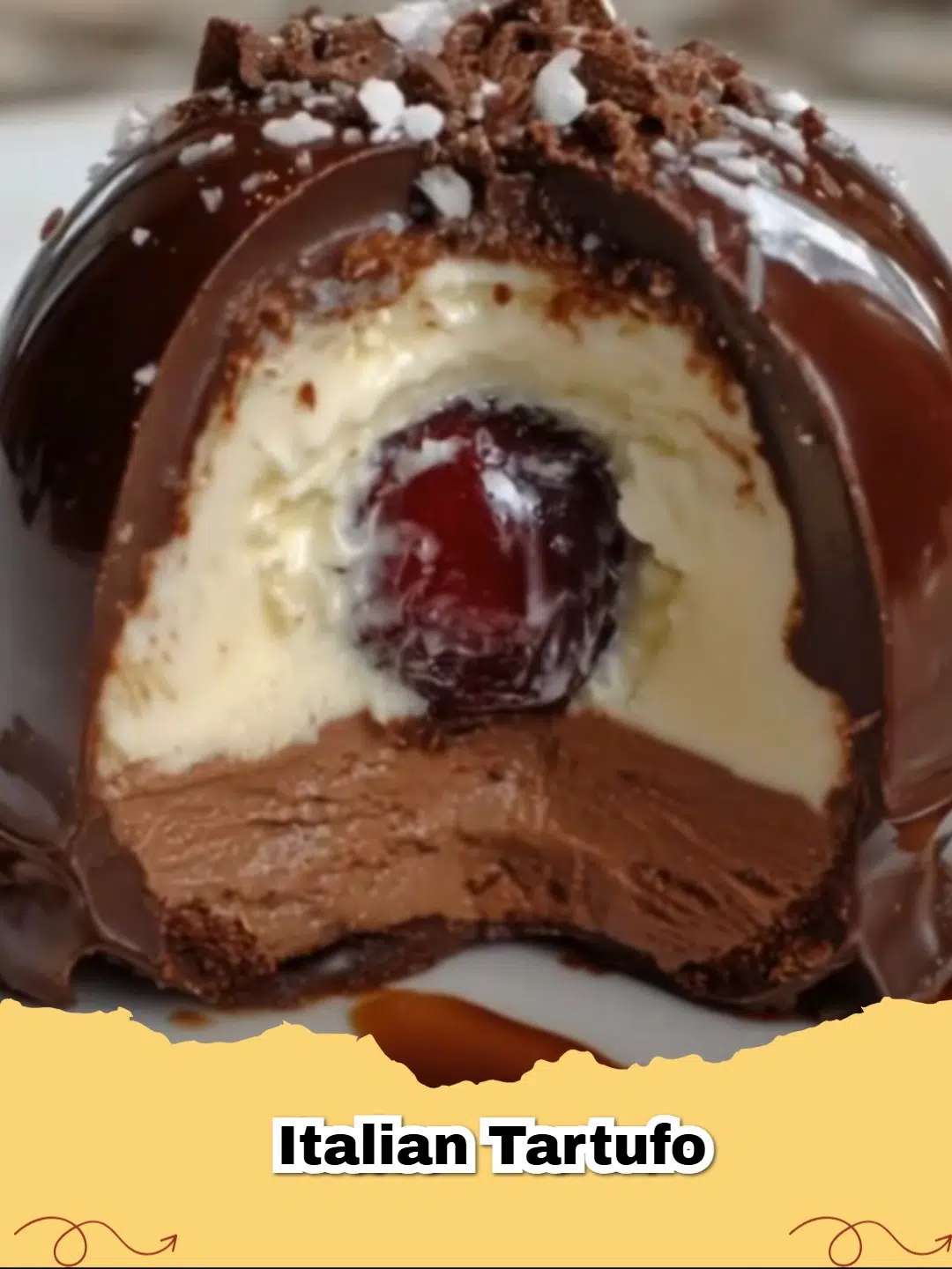 Delicious 1-Ingredient Italian Tartufo made with vanilla ice cream, ready to serve on a plate.