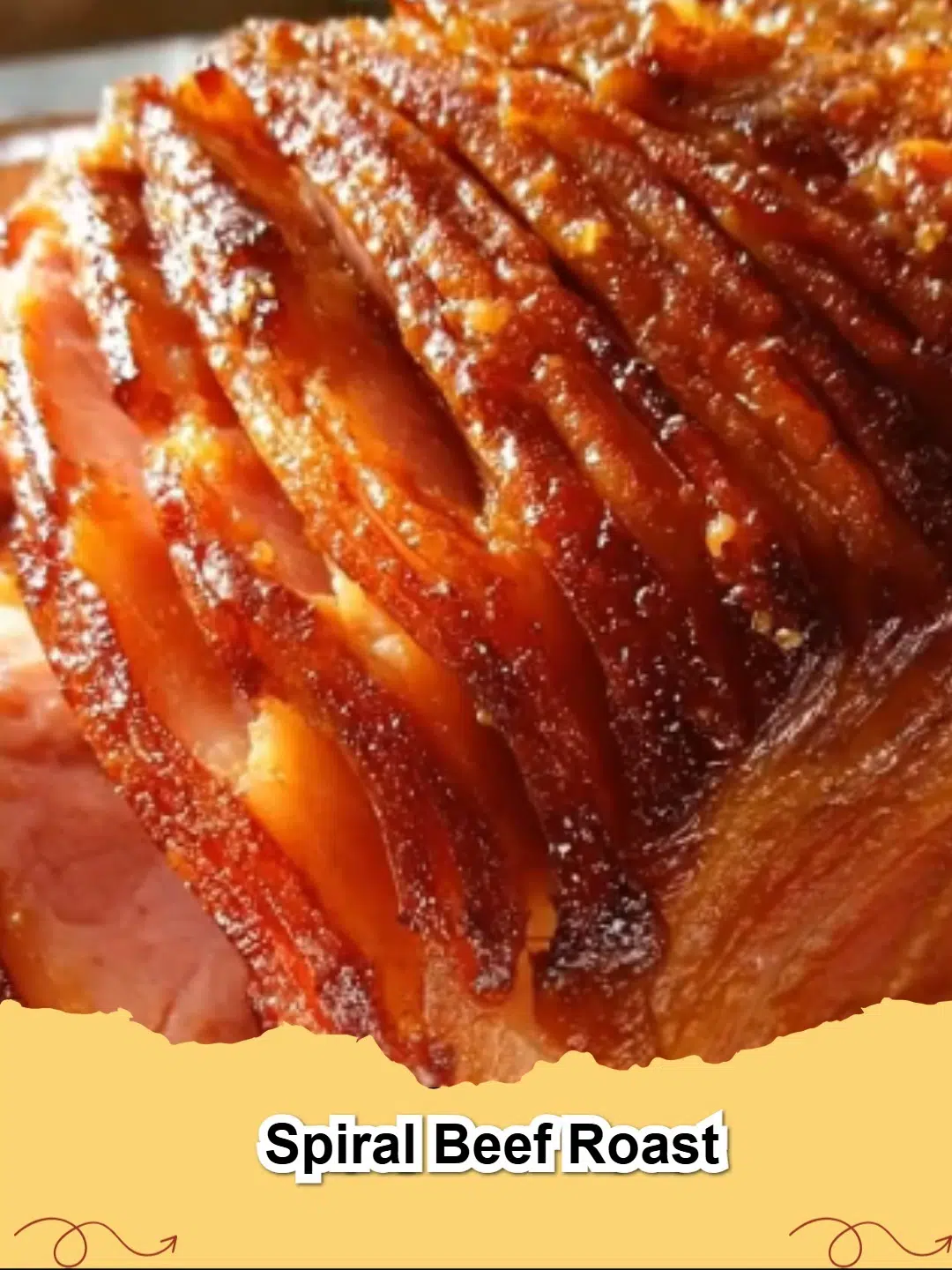 Brown Sugar Honey Glazed Spiral Beef Roast, perfectly cooked and sliced for serving