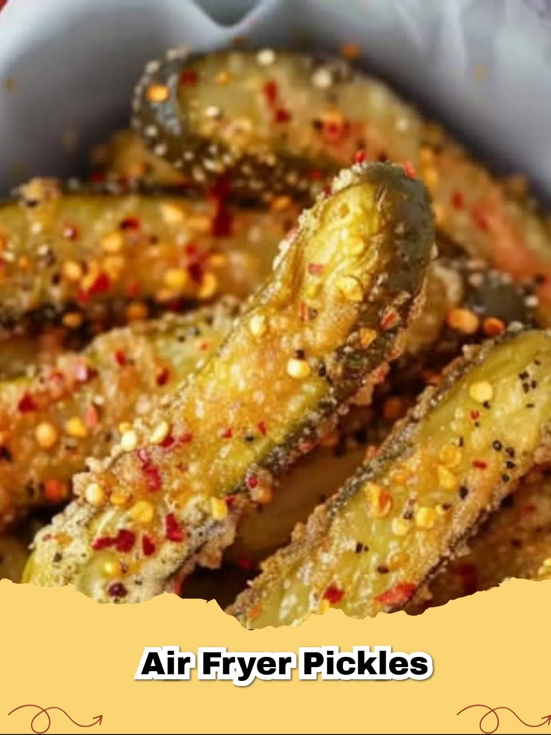 Crispy golden Air Fryer Pickles served with a side of ranch dipping sauce.