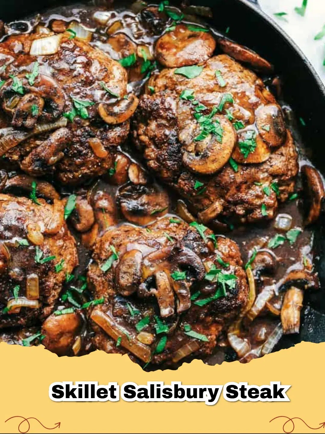 Delicious easy skillet Salisbury steak with rich brown gravy and mashed potatoes