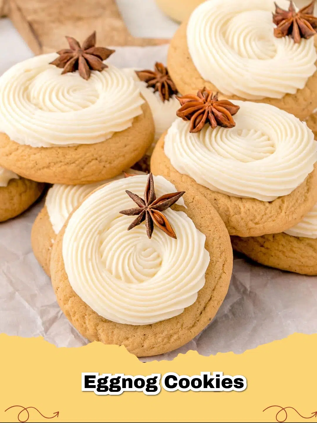 Close-up of freshly baked eggnog cookies dusted with nutmeg on a cooling rack, ready for the holidays.