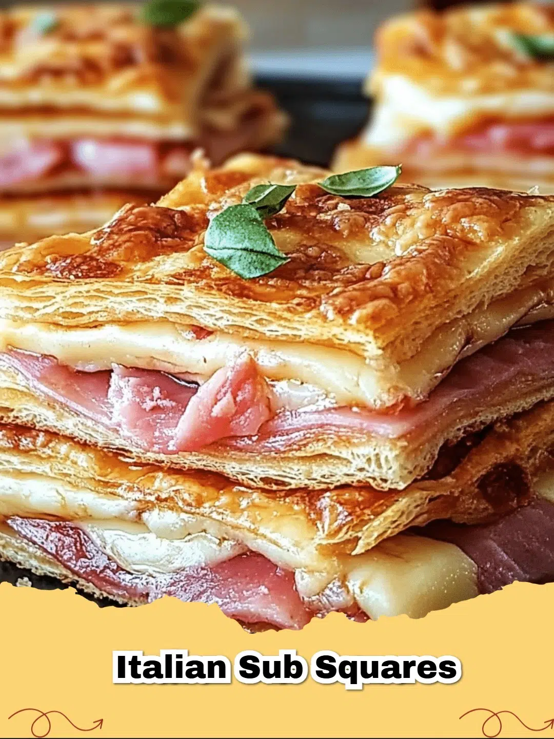 Baked Italian Sub Squares on a platter, ready for a party