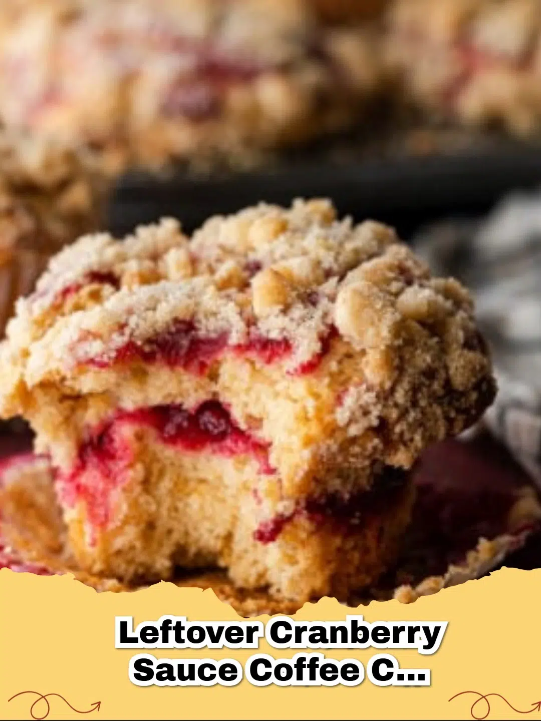 Delicious Leftover Cranberry Sauce Coffee Cake Muffins with a golden streusel topping, perfect for breakfast.