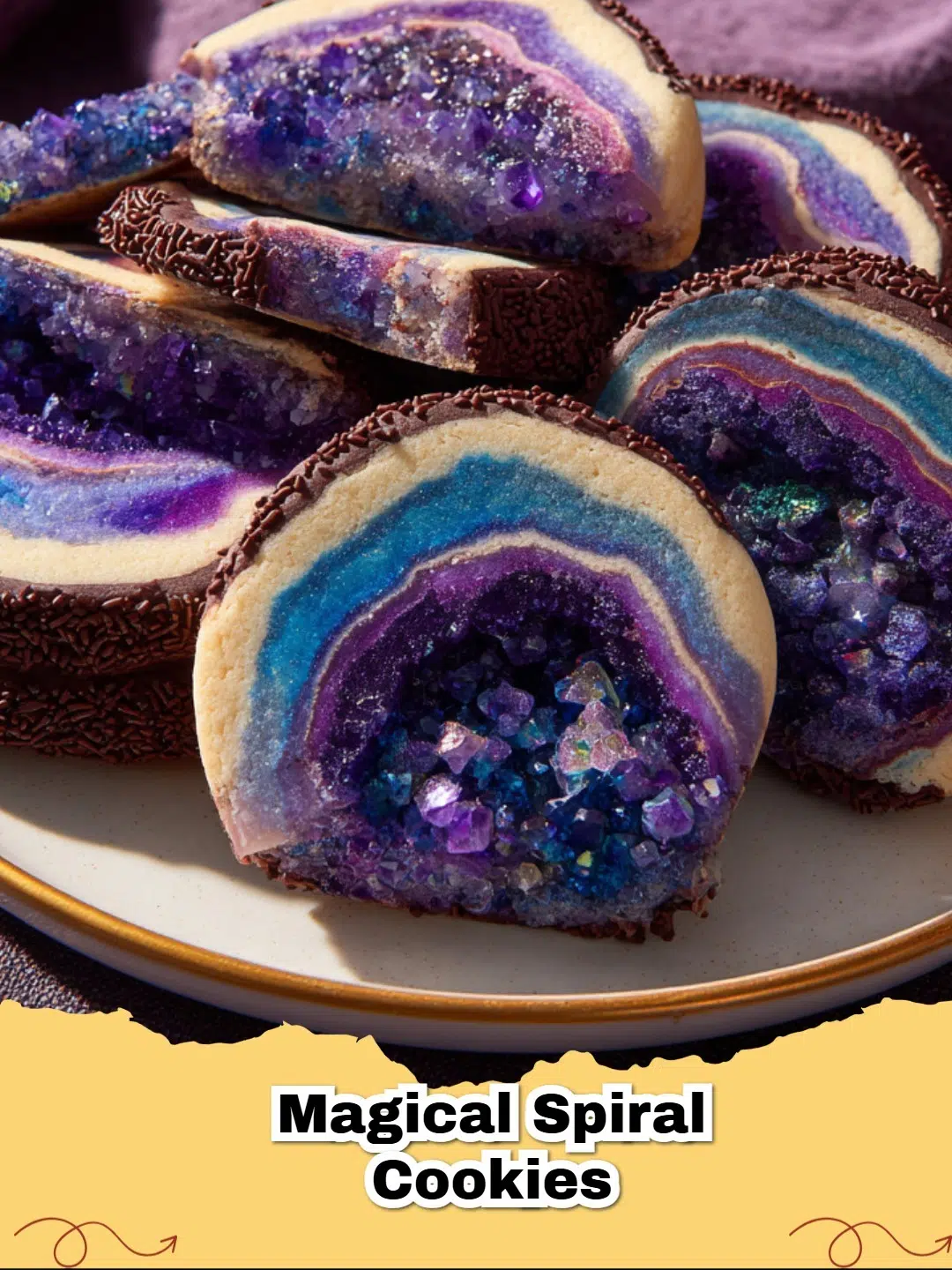 Vibrant magical spiral cookies arranged on a cooling rack, showcasing their colorful pinwheel design and perfect swirls.