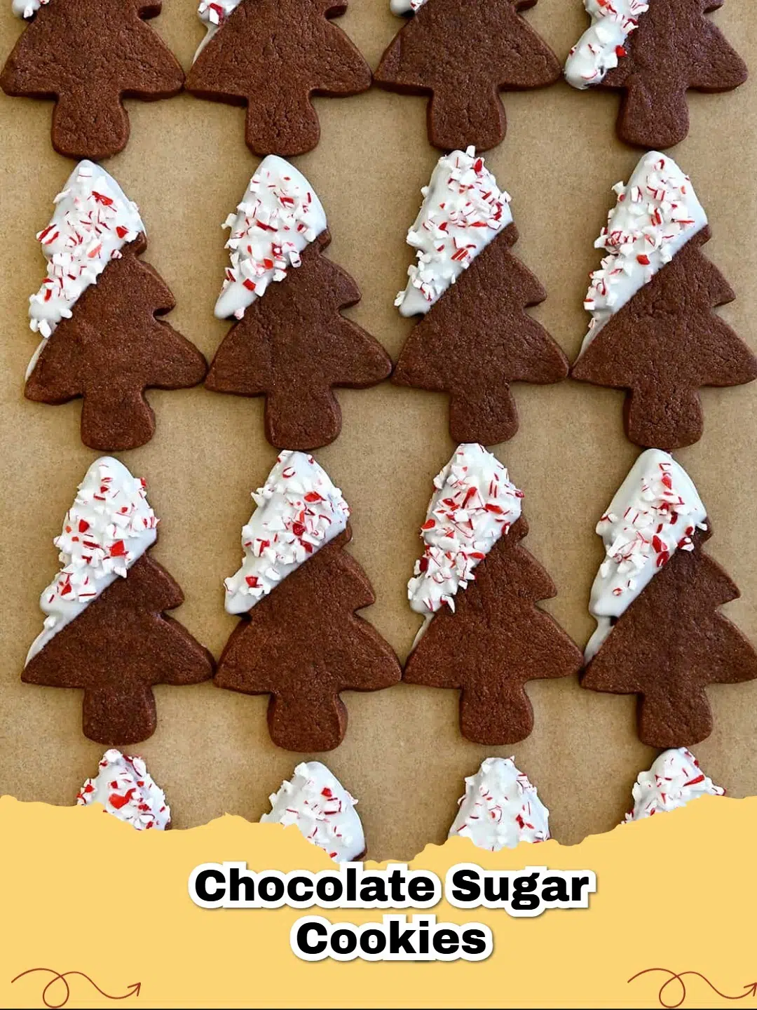 A plate of rich, dark chocolate sugar cookies, some decorated with white icing, perfect for a treat.