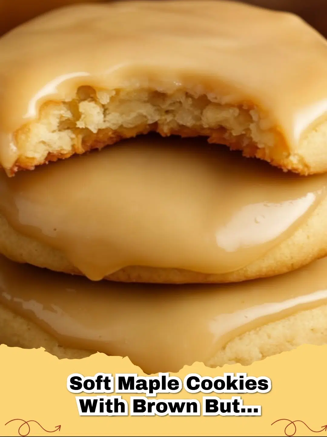 Platter of soft maple cookies with a drizzle of brown butter icing, perfect for a cozy autumn treat.
