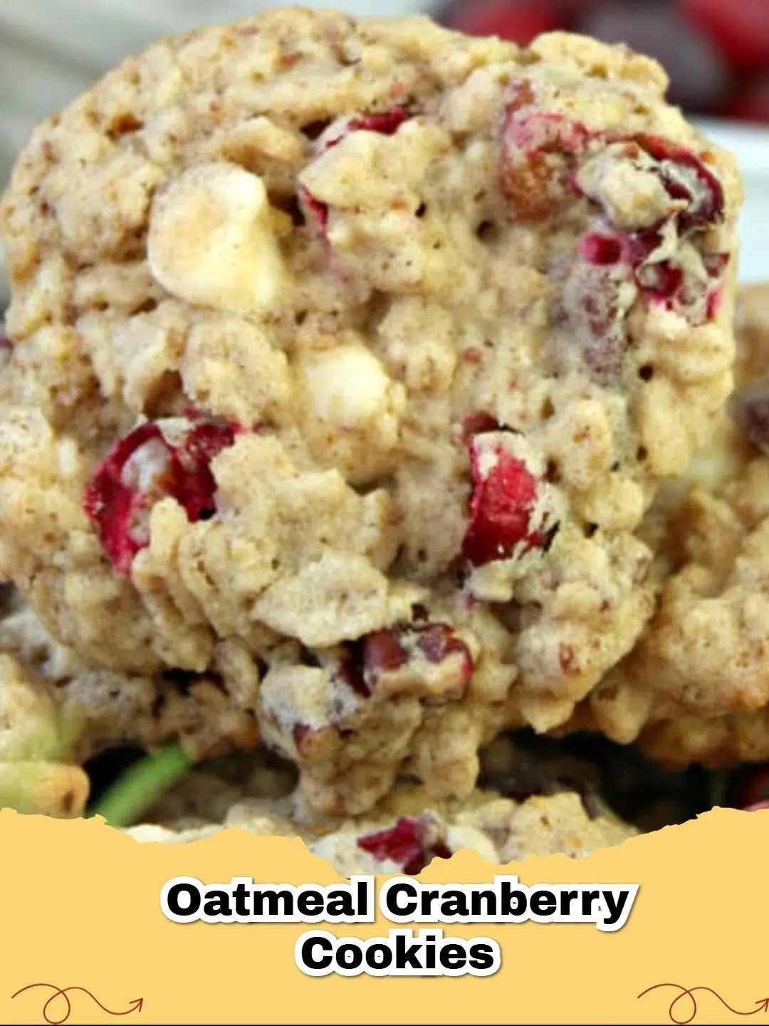 Delicious White Chocolate Cranberry Pecan Oatmeal Cookies cooling on a wire rack