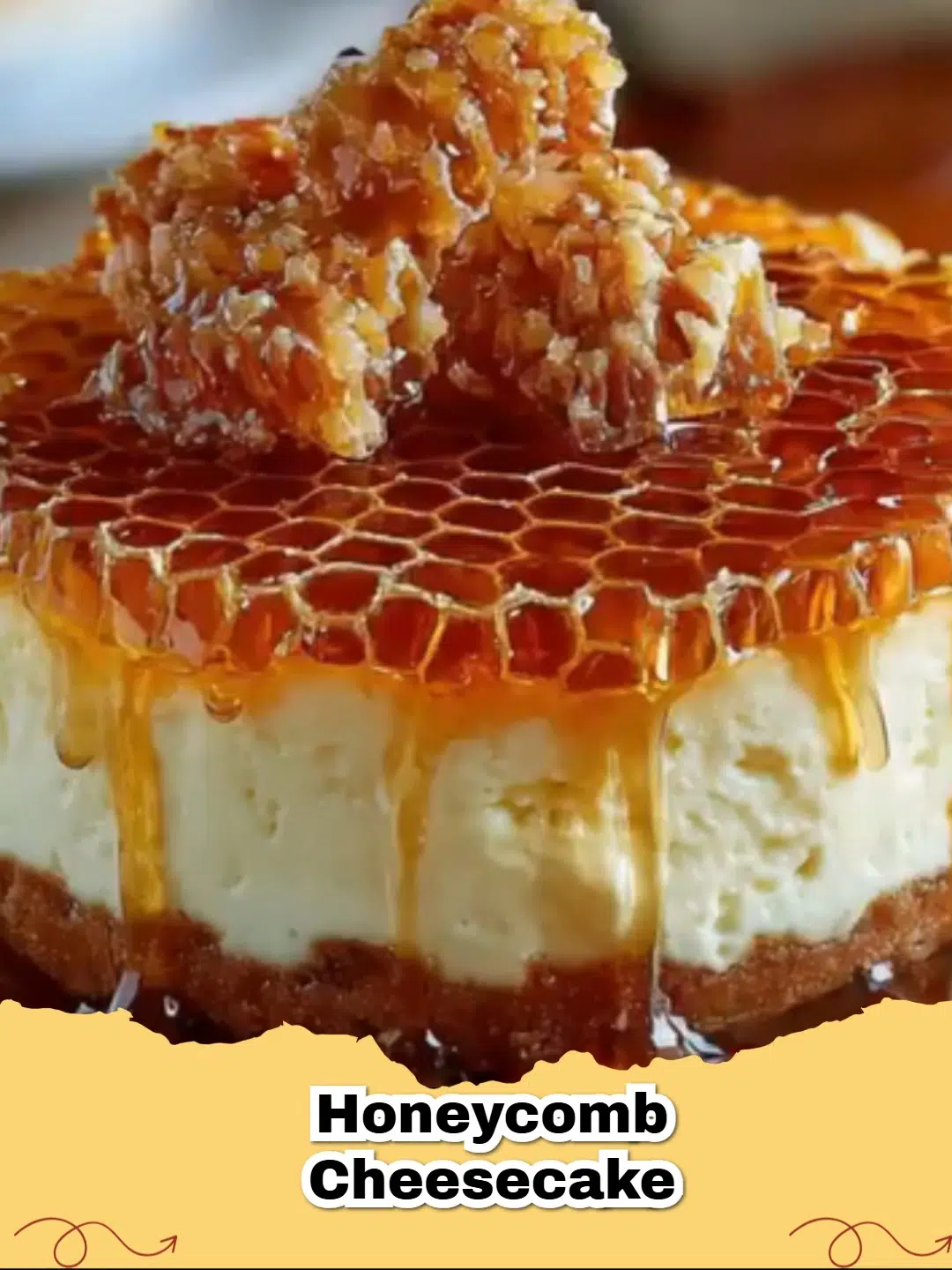 A close-up of a sliced Honeybun Cheesecake Recipe showing the cinnamon swirl and honeybun pieces.