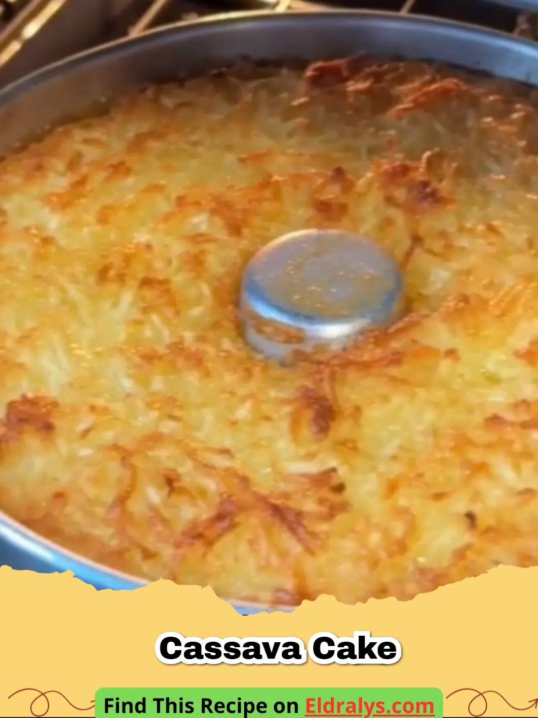 A close-up shot of a sliced Classic Cassava Cake showing its creamy texture.