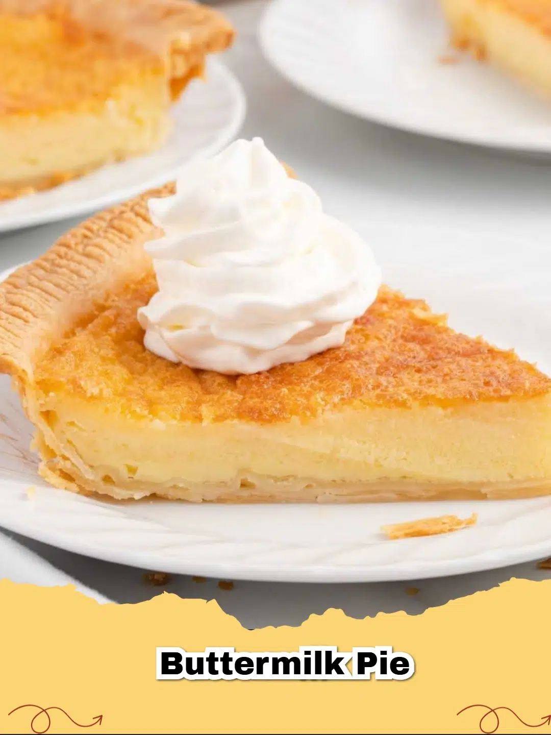 A golden brown Classic Southern Buttermilk Pie on a rustic wooden table.