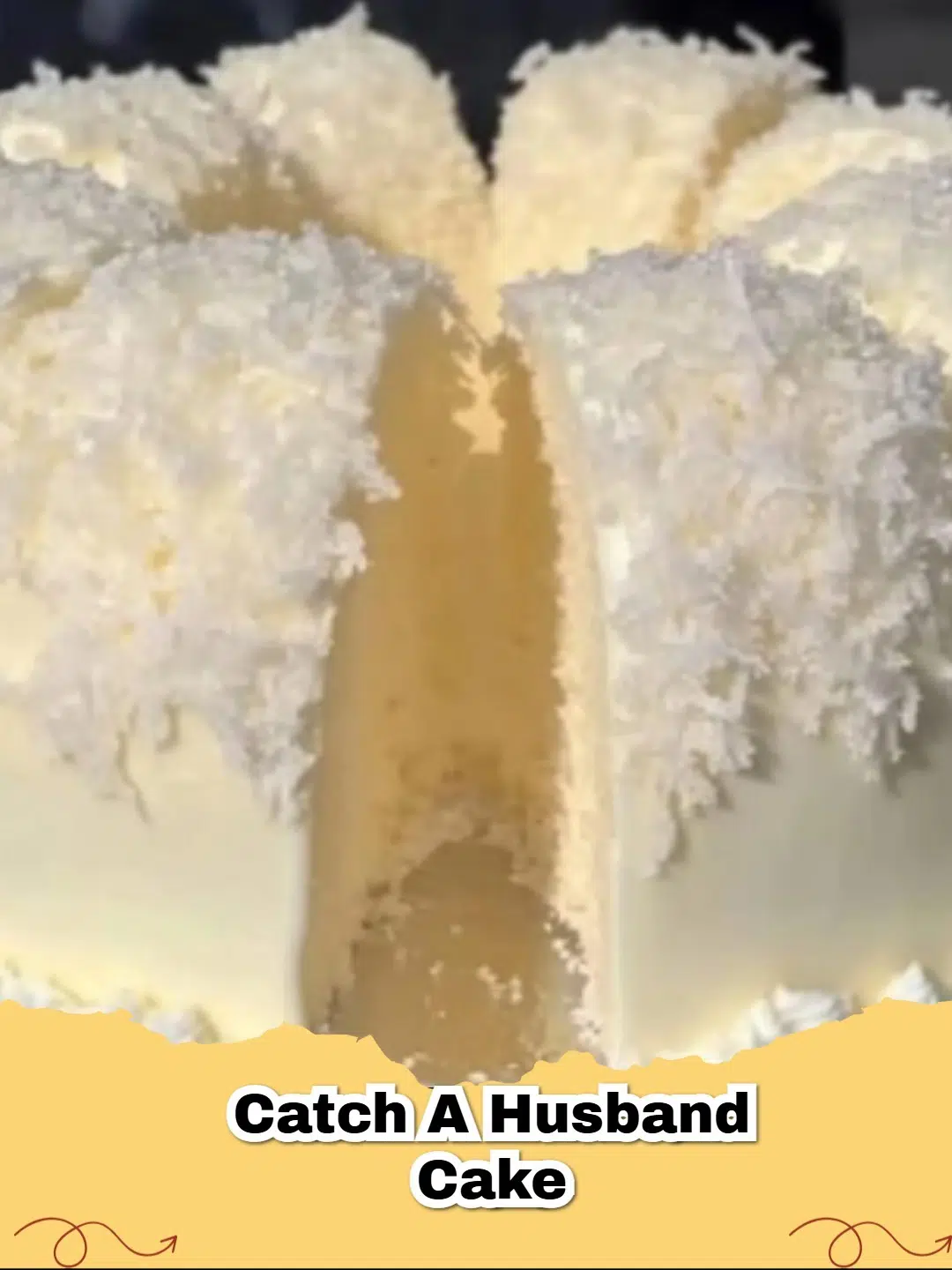 Slice of moist Easy Coconut Condensed Milk Cake garnished with shredded coconut on a white plate