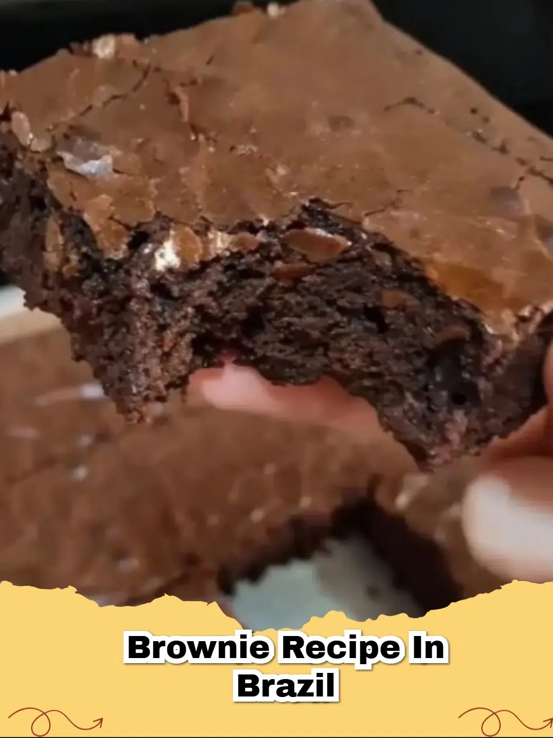 A close-up of fudgy squares from an Easy Homemade Brazilian Brownie Recipe with a shiny crackly top.