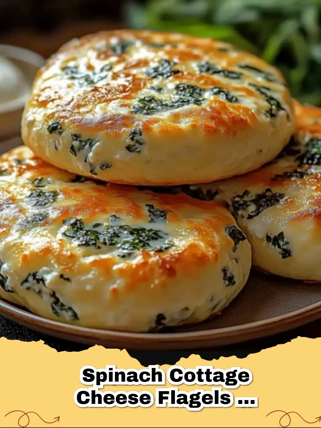 Golden baked High-Protein Spinach Cottage Cheese Flagels on a parchment-lined tray.
