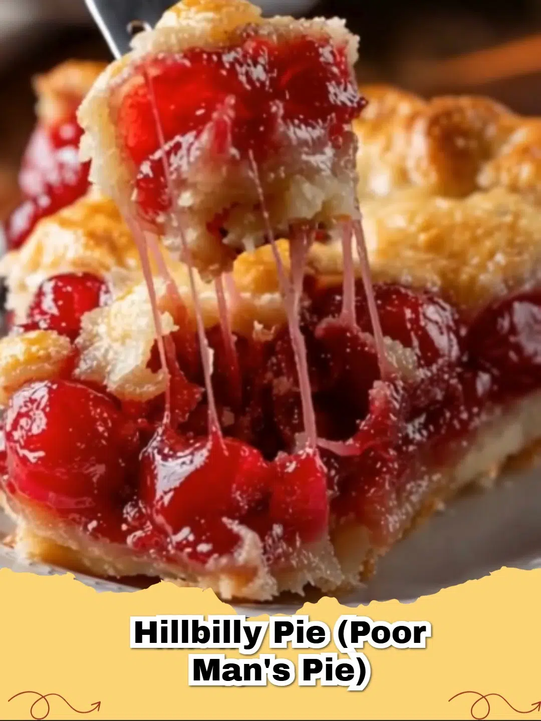 A golden brown Hillbilly Pie (Poor Man's Pie) in a ceramic baking dish with bubbling cheese.