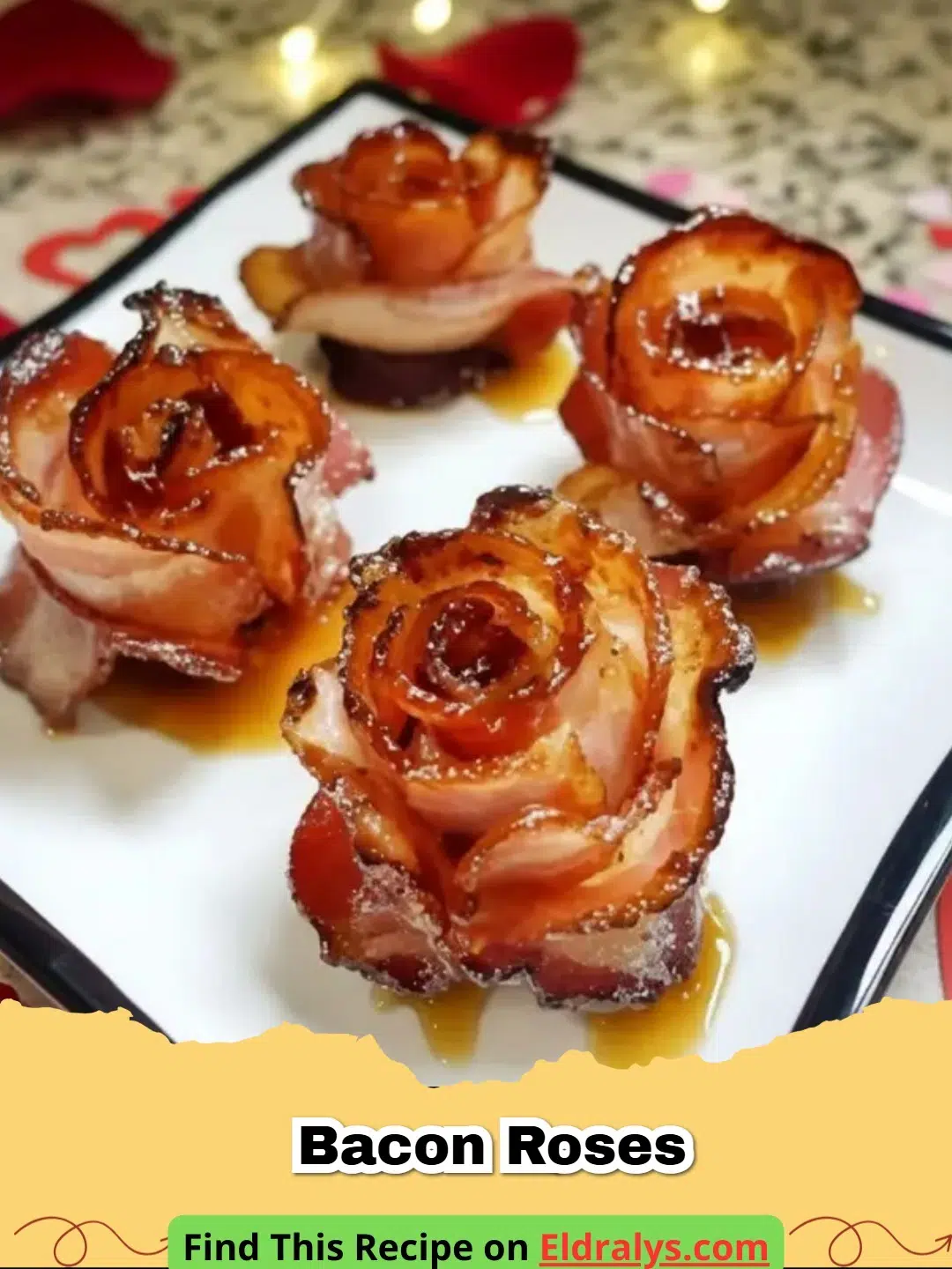 A beautiful bouquet of crispy Bacon Roses arranged in a vase