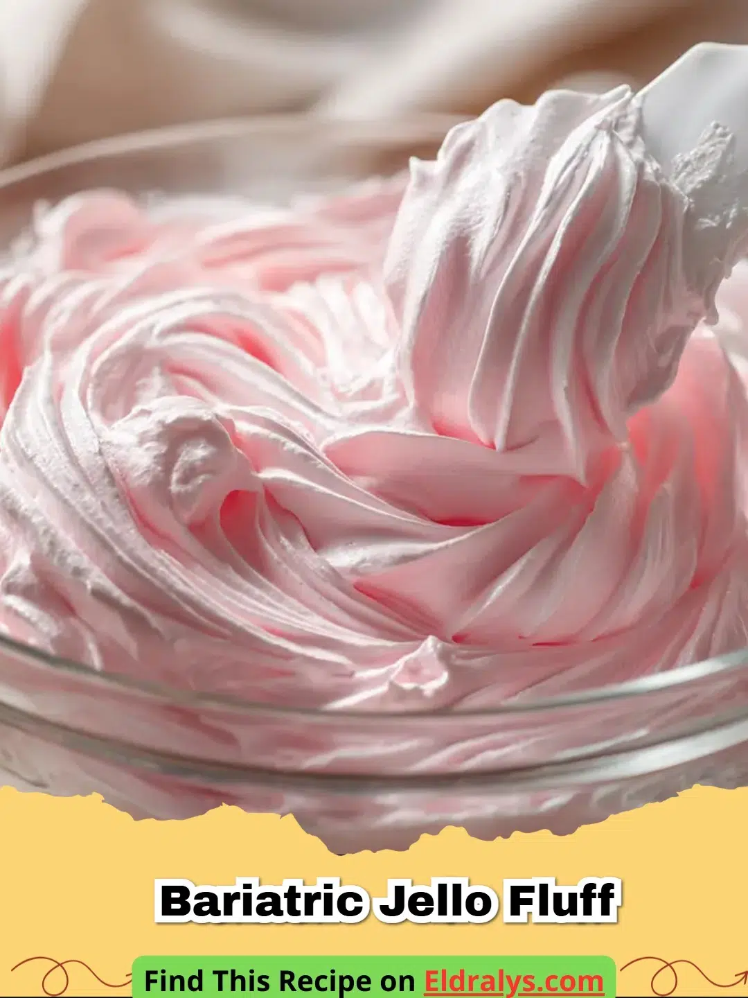 A close up shot of a pink Bariatric Jello Fluff in a glass dish