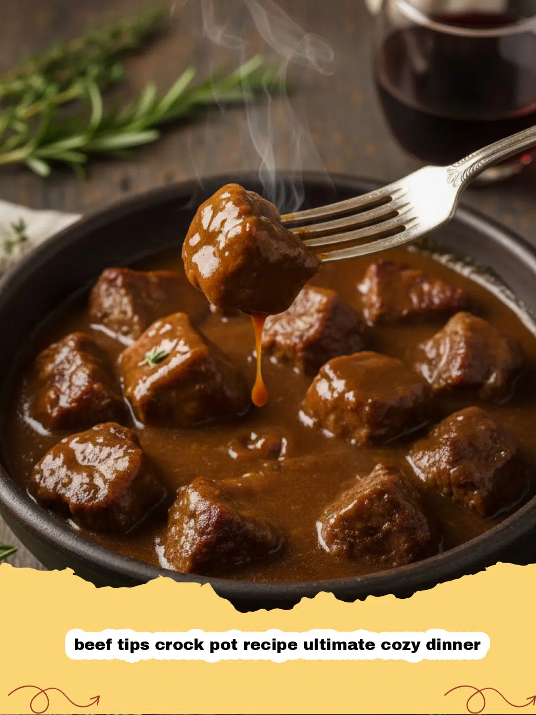 beef tips crock pot recipe ultimate cozy dinner - A bowl of tender beef tips and gravy served over mashed potatoes