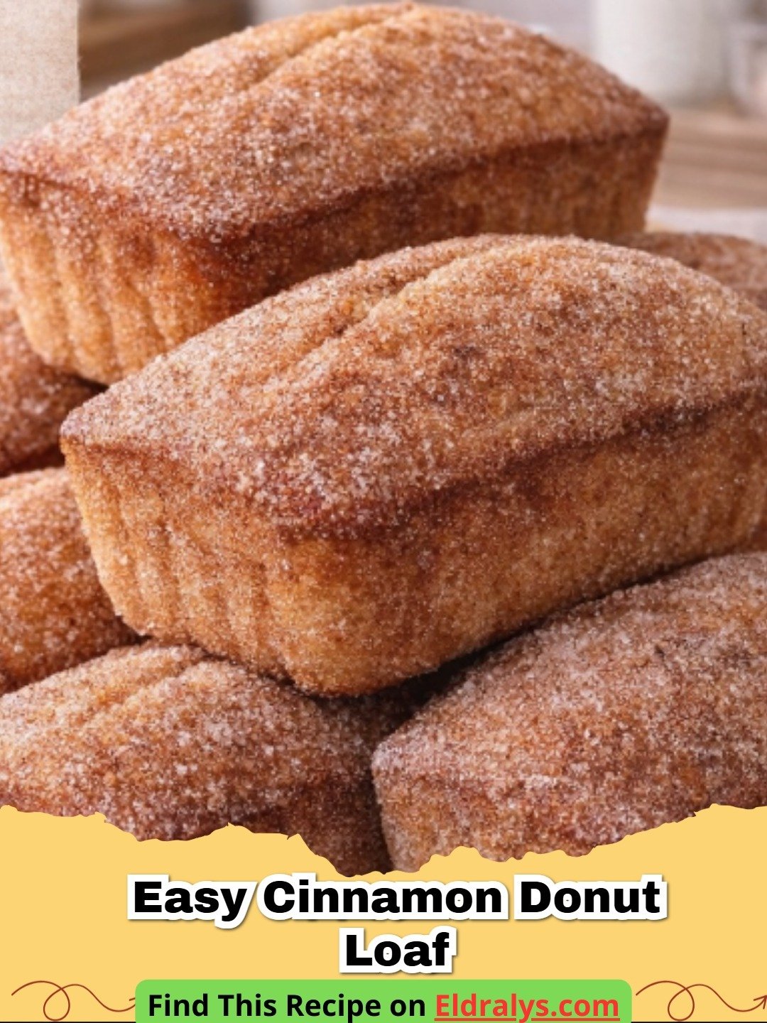 A thick slice of Easy Cinnamon Donut Bread with a sparkling sugar crust.