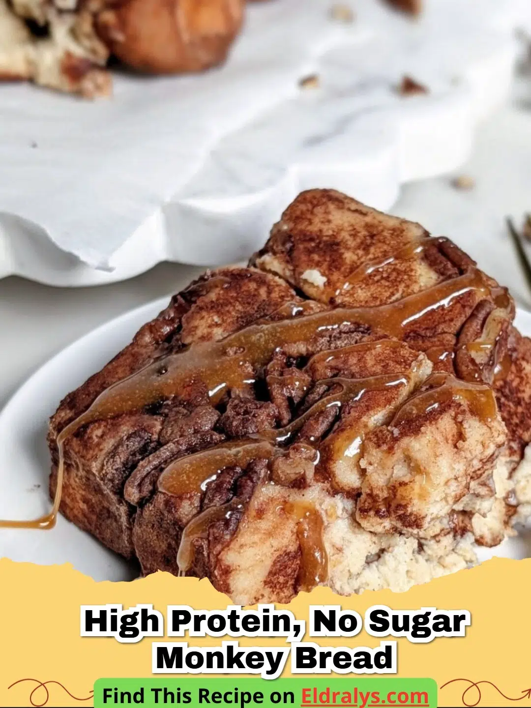 Golden brown High Protein Sugar-Free Monkey Bread in a bundt pan.