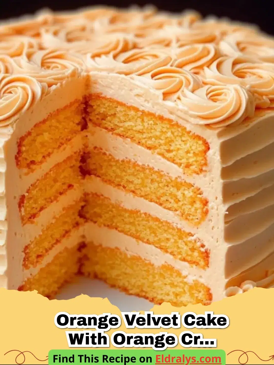 A beautiful Orange Velvet Cake with Orange Cream Cheese Frosting decorated with orange zest