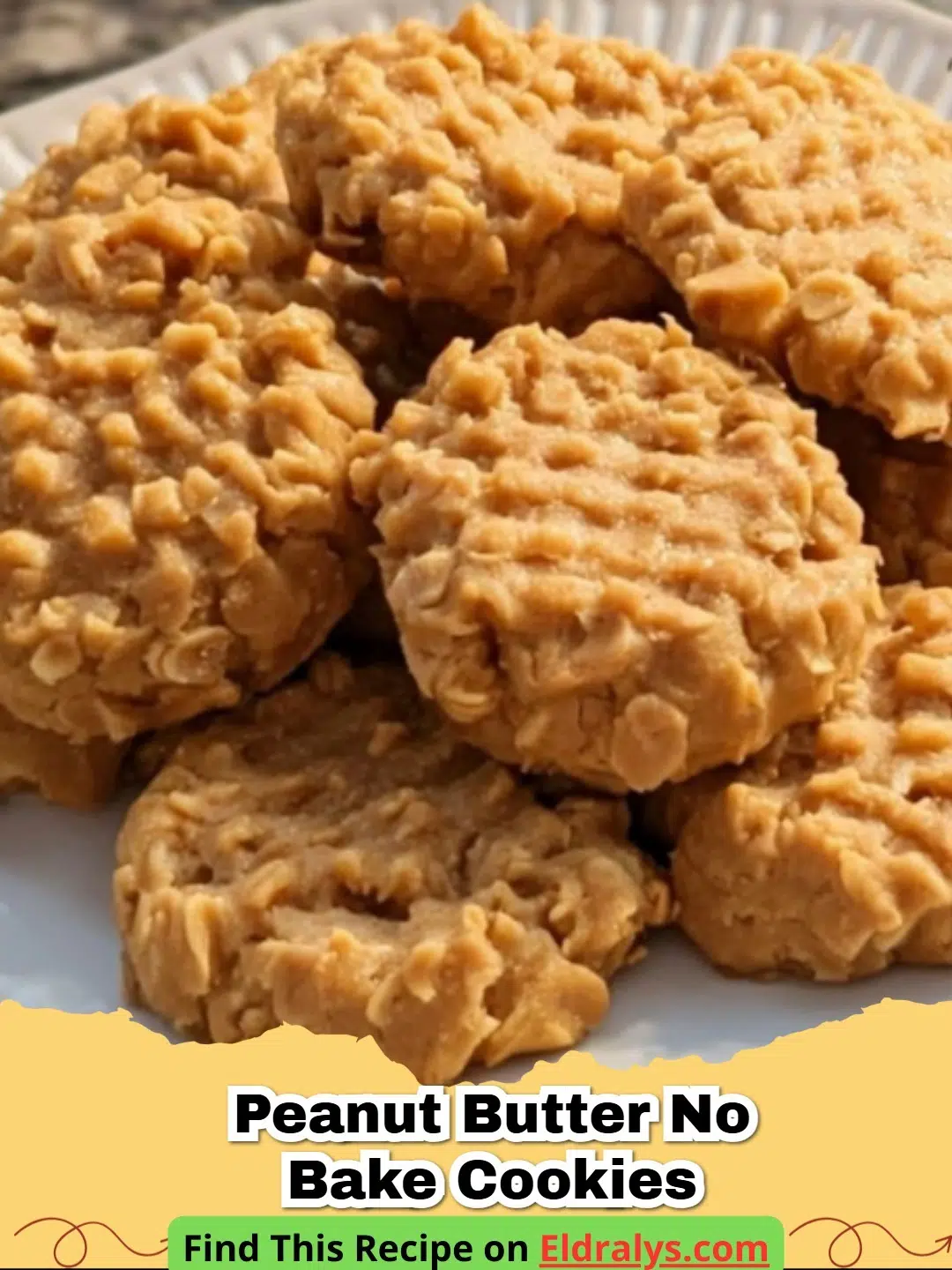 A tray of freshly made Peanut Butter No Bake Cookies on parchment paper