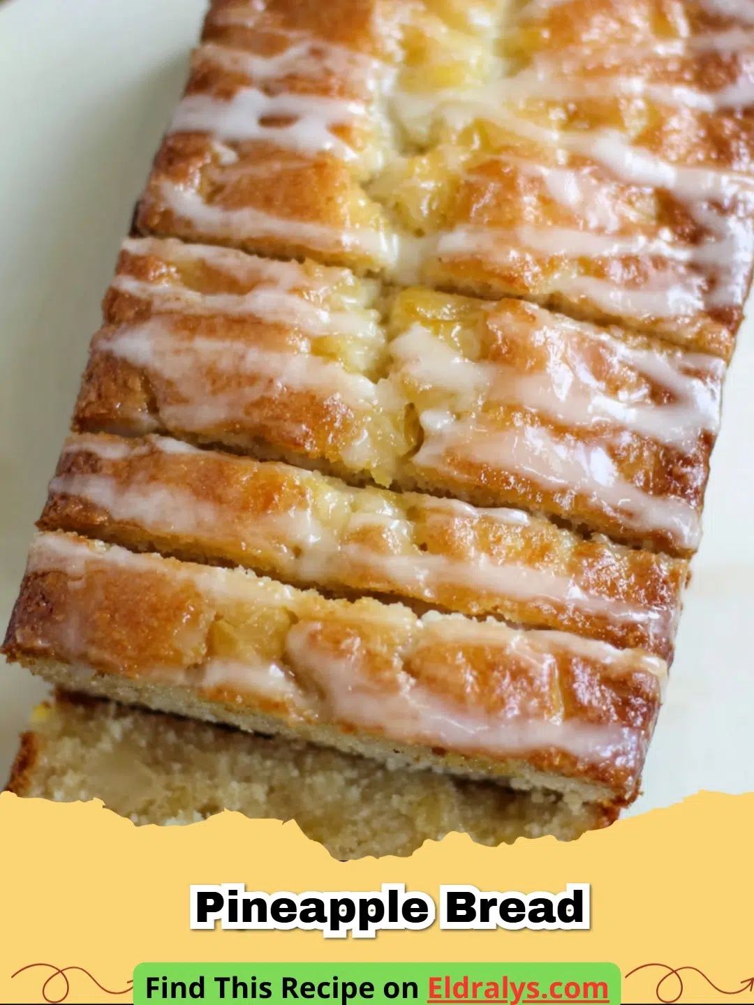 A golden loaf of Pineapple Bread sliced on a wooden board