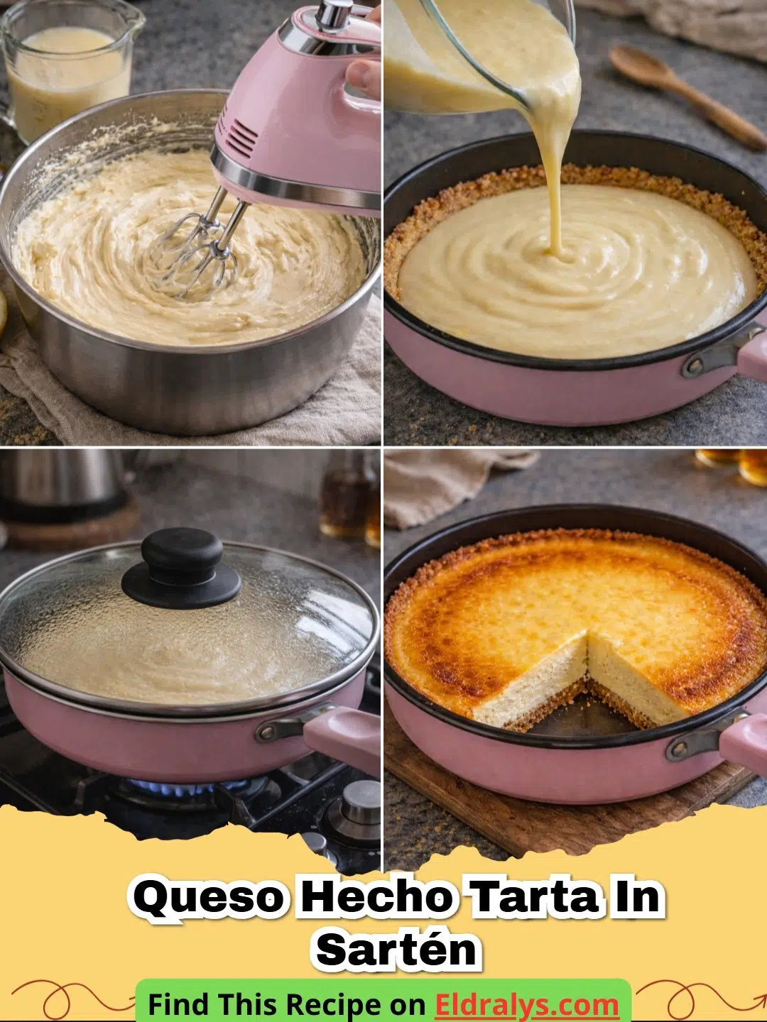 A perfectly creamy QUESO HECHO TARTA IN SARTÉN served in a black cast iron skillet